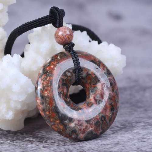 Gemstone 30mm Donut Beads Reiki Chakra Pendant Necklace Handmade Jewelry 22 Inch - Picture 185 of 331