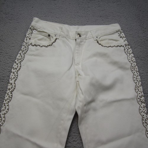Etro Jeans Damen 29 weiß ausgestellt Metall Spitzenbesatz Designer Boho selten Made Italy - Bild 2 von 16