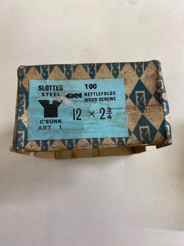 Box Steel Countersunk Screws 2 3/4" x 12 Nettlefolds GKN Slotted Full Box of 100 - Picture 18 of 24