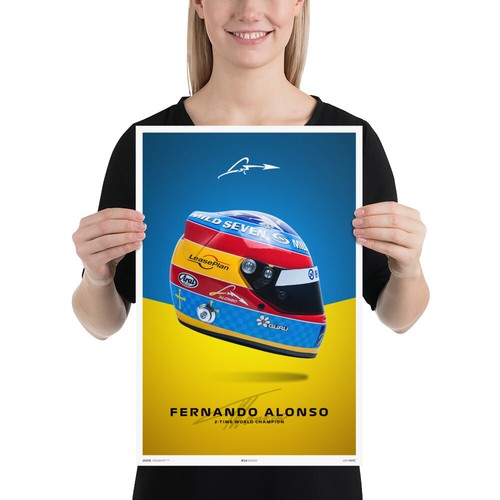 Póster del casco del equipo Fernando Alonso Renault El Plan Aston Martin Fórmula 1 F1 - Imagen 2 de 4