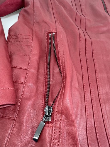 CJ Banks - Gr. X rote Kunstleder Herbst Winter Jacke Reißverschluss gefüttert - Bild 4 von 13