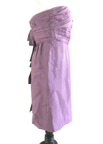 Vestido BCBGeneration Volantes Sin Tirantes Talla 6 Púrpura Plisado en Niveles Cintura Imperio - Imagen 3 de 11