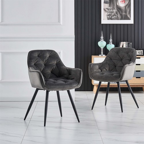 1.5M Dining Table/Velvet Dining Chairs Set Metal Legs Dining Room Kitchen Office - Picture 19 of 54