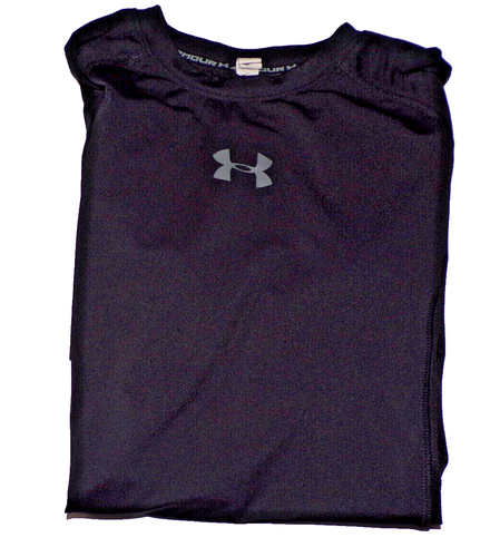 Under Armour Boys youth size L mesh side tee shirt short sleeve top black R1