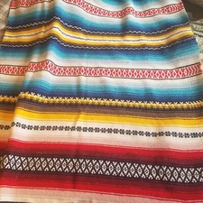 VTG Southwest Woven Fringe Native American Scatter Rug Camp Blanket 53.5”x84”