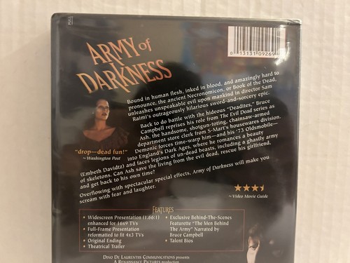 ARMY of DARKNESS Bruce Campbell Digitally Mastered DVD (1999) Anchor Bay - Picture 4 of 10
