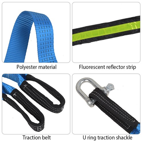 Heavy Duty Towing Pull Strap Road 16' 5M 8T Tow Rope Recovery Chain Two Shackles - Picture 10 of 10