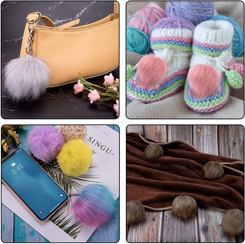 24 Pieces Faux Fur Pom Pom Balls DIY Faux Fox Fur Fluffy Pom Poms with Elastic - Picture 5 of 8