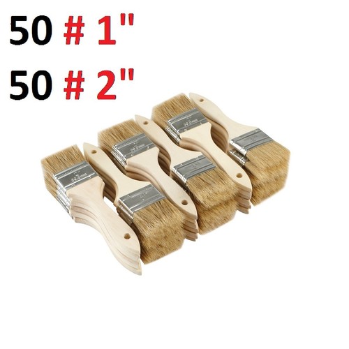 Mix of  50# 2" and 50 # 1" Chip Brushes Perfect for Adhesives Paint 1 and 2 Inch - Picture 1 of 9