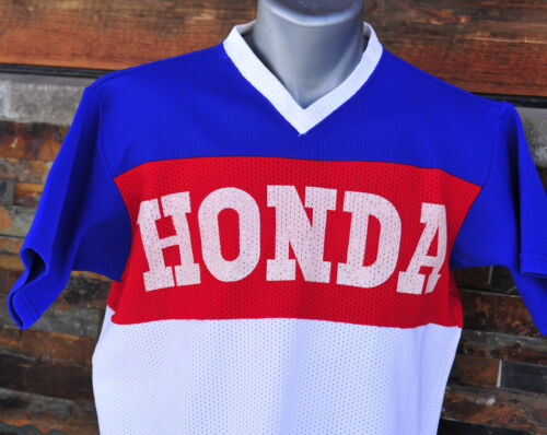 Vintage 70s 80s Rare Honda Short Sleeve V Neck Shirt Honda Line Size Medium - Picture 2 of 12