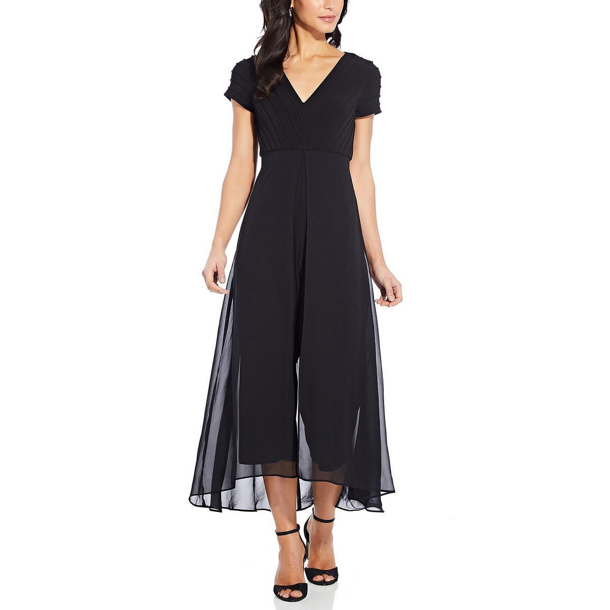 Женский черный укороченный нарядный комбинезон Adrianna Papell с V-образным вырезом 2 BHFO 3939