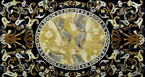 4'x2' black Marble Dining Coffee Corner Center Table Top inlay Mosaic decor p21 - Picture 2 of 5