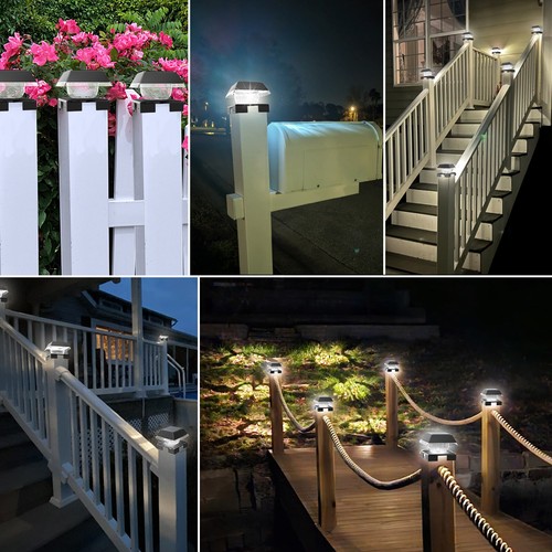Solar Post Cap Lights Outdoor IP65 Powered Deck Fence Lights for 3.5 to 5.5inch - Picture 13 of 41