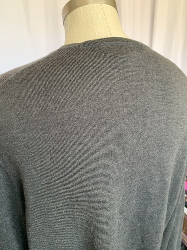 BROOKS BROTHERS Mens Stretch Merino Wool V-neck Sweater Grey, Large - Picture 4 of 9