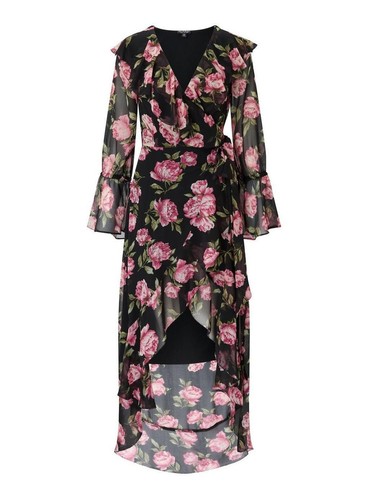 Miss Selfridge Rose Print Wrap Dress Size UK 8 RRP £65 LF8 WW 11 - Picture 3 of 5
