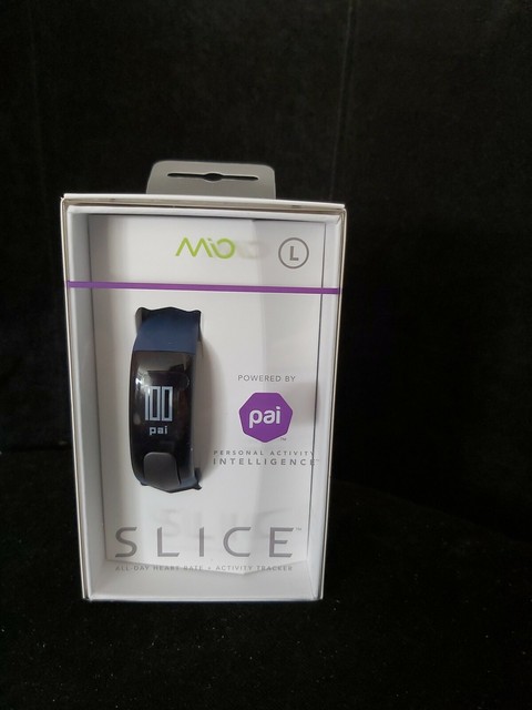 MIO SLICE - LIKE FITBIT ALL DAY HEART RATE & ACTIVITY TRACKER LARGE NAVY - NEW!! MIO SLICE - LIKE FITBIT ALL DAY HEART RATE & ACTIVITY TRACKER LARGE NAVY - NEW!!