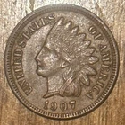 1907 - P * INDIAN HEAD PENNY * 1c CENT US COIN EXTRA FINE+ FULL LIBERTY DIAMONDS