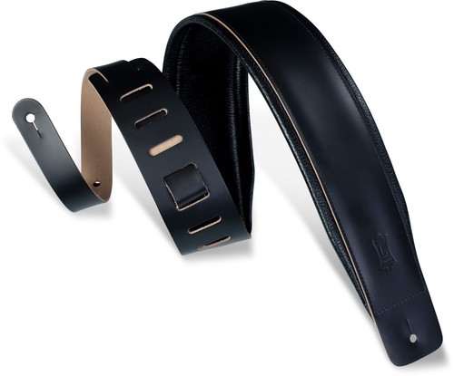 Levy's DM1PD-XL-BLK Gitarre Bass Gurt Schwarz Leder gepolstert 3" Guitar Strap - Bild 2 von 3