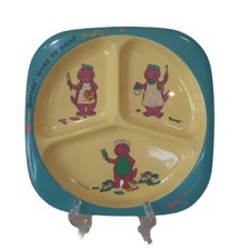 Vintage Barney The Dinosaur Food Plate Divided 1992 Kids Barney Loves To Paint