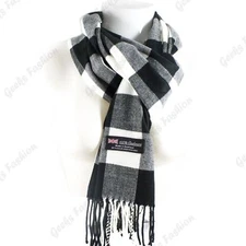 Women Men 100% CASHMERE Scarf Solid Plaid Wool SCOTLAND High Quality Winter