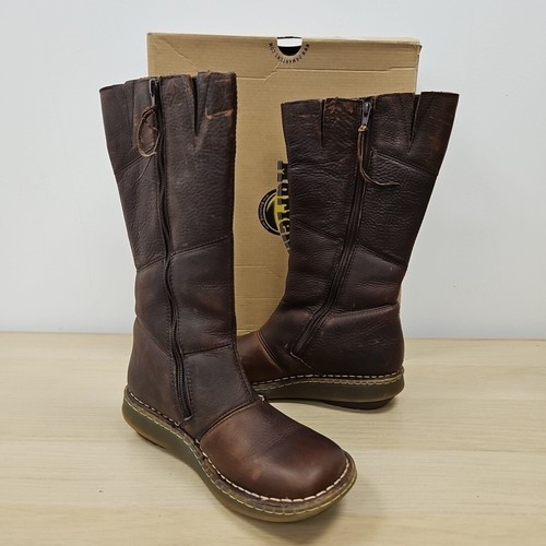 Dr Martens Vintage 10491 Mid Calf Grizzly Leather Brown Chunky Wedge Boots Uk 6 - Picture 7 of 13
