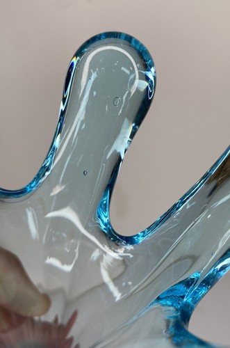 Vintage 6 Finger Kobaltblau Mundgeblasen Stretch Geschwungen Kunst Glas Vase Größe 11,5" - Bild 8 von 13