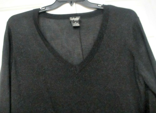 Rafaella Woman Plus Size 1X Gray Black Metallic Long Sleeve Knit Sweater - Picture 4 of 6