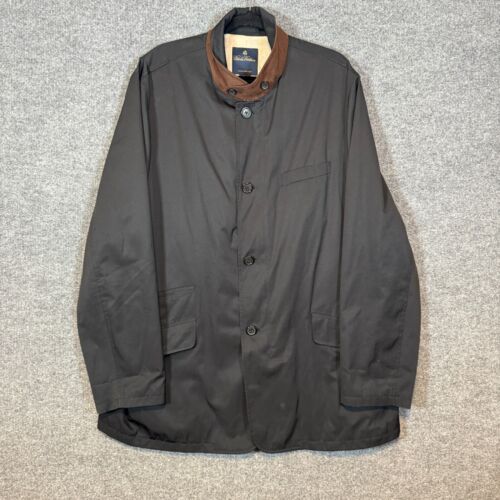 Brooks Brothers Jacket Mens XL Black Linen Lined Chore Barn Buttons Full Zip Up - Picture 2 of 9