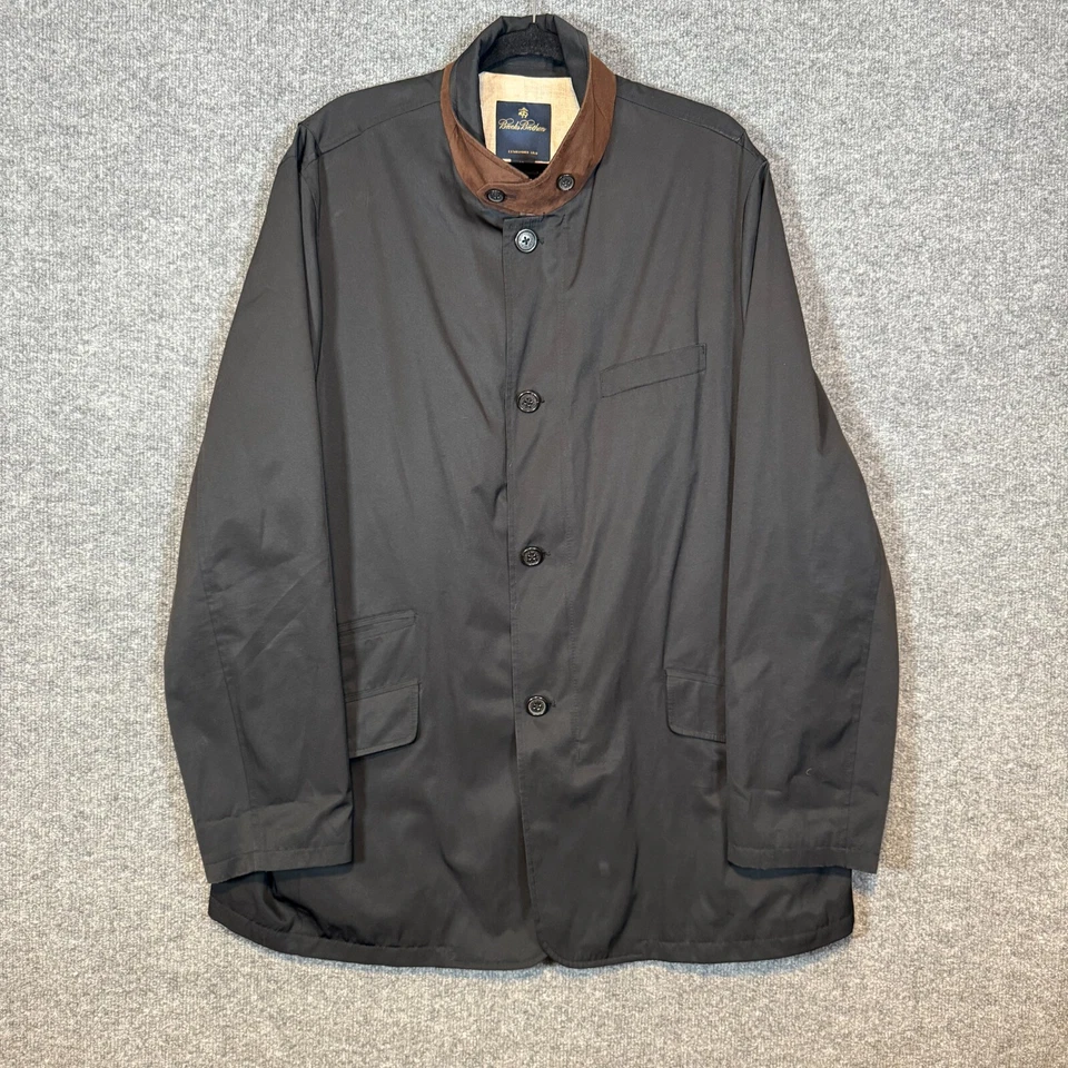 Куртка мужская Brooks Brothers размер XL черная льняная с подкладкой пуговицы для рукоделия сарая на молнии - Изображение 2 из 4