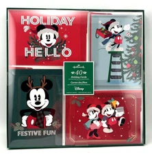 DISNEY HALLMARK MICKEY MOUSE HOLIDAY 40 CARDS W/MATCHING SELF-SEALING ENVELOPES