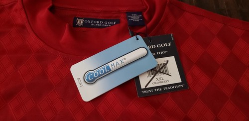 Oxford Golf Super Dry Red Shirt Men's XXL COOLMAX Geometric Pattern NWT 2005 - Picture 4 of 14