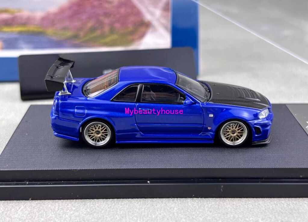 ◉PGMモデル1/64　NISMO　R34 Z-tune  メタリックブルー Fuji 1:64 Blue Carbon Skyline GTR R34 Nismo Z-Tune Model