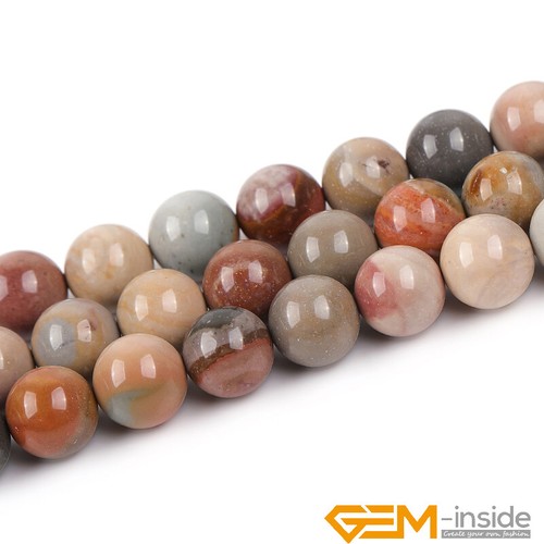 Natural Polychrome Jasper Gemstone Round Loose Beads For Jewelry Making 15" AU - Foto 30 di 38