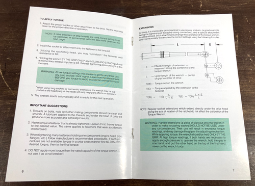 Sears Craftsman Microtork Torque Wrench Owner Manual 944540 944541 944542 944543 - Picture 2 of 3