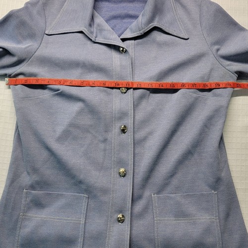 Vintage Womens Blue Western Shirt 15/16 Fire Islander Big Collar W/pockets - Picture 12 of 18