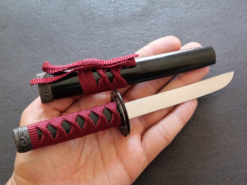 9” Mini Katana Samurai Sword With Table Stand Red Stainless Steel Blade Tanto - Picture 6 of 6