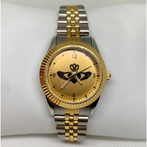 Women classic gold silver tone 30mm case quartz analog adjustable running