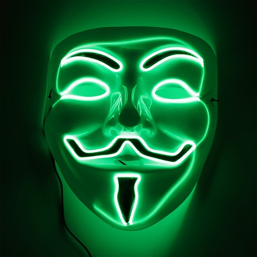 LED Anonymous-Gesichtsmaske Helloweenmaske Leuchtmaske blau grün rot weiß EL - Bild 15 von 18