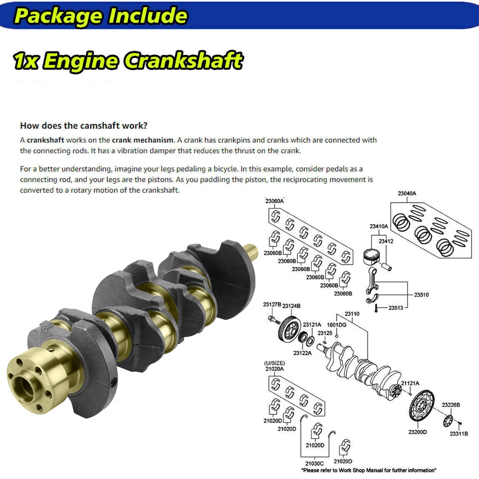 Engine Crankshaft & Main & Rod Bearings For Toyota 4Runner Pickup 1982-1995 2.4L - Image 2 of 4