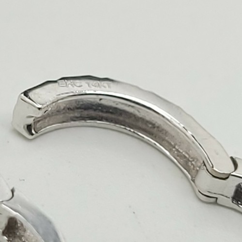 New EHC 14k 585 White Gold Small Hammered 12' mm Hoop Huggie Earrings - Picture 11 of 12