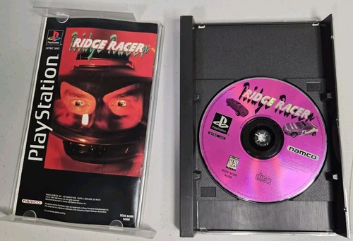 Ridge Racer (Sony PlayStation 1, 1995) Black Label Long Box Complete Case Broke - Picture 5 of 6