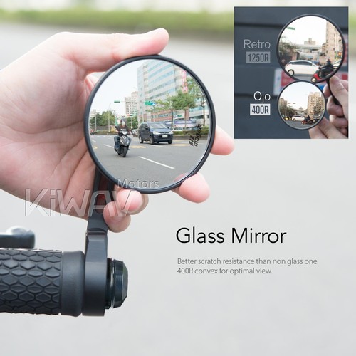 KiWAV Ojo Pair Black Bar End Mirrors Fits Vespa GTV 125/250/300 ('06~) - Picture 7 of 12