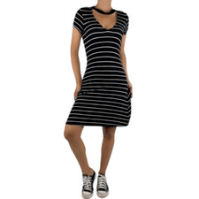 Womens American Eagle Striped Y2K Indie Tee Shirt Choker Tee Shirt Dress - Sz M