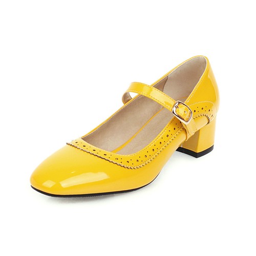 Women Square Toe T-Strap Heels Mary Jane Block Heels Shoes Big Size 35-48 - Picture 5 of 14