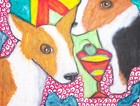 Pembroke Welsh Corgi Martini Art Print 4 x 6 Dog Collectible Signed Artist Ksams