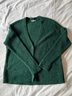 EDC deep green women's vintage knit cardigan on buttons size L