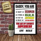 PERSONALISED Daddy Superhero Frame - Fathers Birthday Greeting Card Poster Print