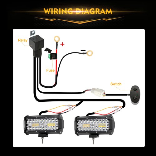 AUXBEAM 2X 7" Barra de Luz LED Ámbar Blanco Estroboscópico Luz de Conducción Todoterreno con Cableado - Imagen 10 de 12