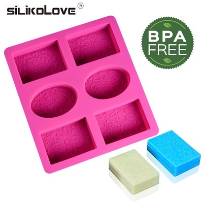 6 Cavities Rectangle Soap Silicone Cake Mold 3D DIY Handmade Soap Making Craft