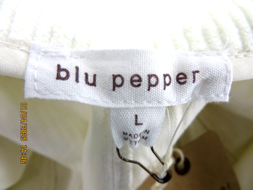 BLU PEPPER SZ L 100% Cotton NWT Country White High Rise Corduroy Pants Trousers - Picture 17 of 23